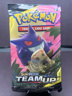 Pokemon TCG Sun and Moon Team Up Booster Pack Sealed Gengar Mimikyu Artwork - Image 1