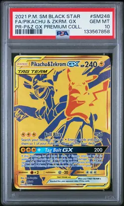 2021 Pokemon SM Black Star Promo Premium Pikachu & Zekrom GX FA #SM248 PSA 10 - Image 1