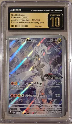 Pokemon N's Reshiram 167/159 Journey Together Stamped Box Topper CGC Pristine - Image 1