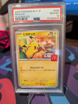 McDonald's Pikachu 020/M-p Japanese Exclusive Pokemon 2025 PSA 10 - Image 1