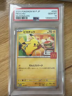 McDonald's Pikachu 020/M-p Japanese Exclusive Pokemon 2025 PSA 10 - Image 1