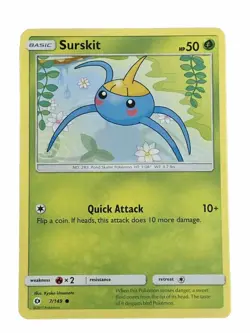 New: 2017 Pokemon TCG Surskit Sun & Moon 7 Regular Common - Image 1