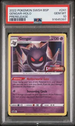 2022 POKEMON SWSH BLACK STAR PROMO PRERELEASE #241 GENGAR-HOLO PSA 10 - Image 1