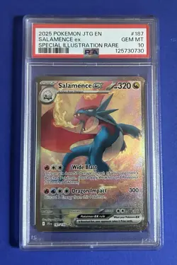 2025 Pokemon JTG EN Salamence ex Special Illustration Rare #187 PSA 10 GEM MT - Image 1