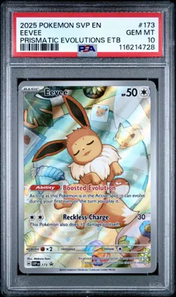 Pokemon 2025 SVP EN-SV Prismatic Evolutions ETB Promo #173 Eevee PSA 10 - Image 1