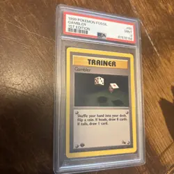 PSA 9 MINT 1999 POKEMON FOSSIL #60 GAMBLER 1ST EDITION ENGLISH - Image 1