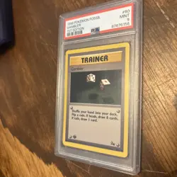 PSA 9 MINT 1999 POKEMON FOSSIL #60 GAMBLER 1ST EDITION ENGLISH - Image 2
