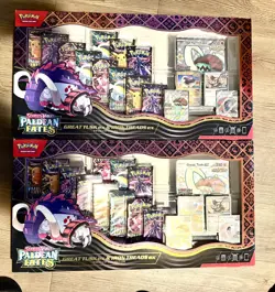 Pokemon Paldean Fates Great Tusk Iron Treads Ex Premium Collection - Lot Of 2 - Image 1