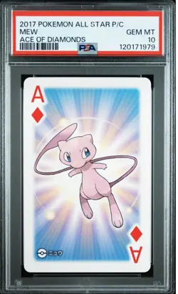 2017 POKEMON ALL STAR PLAYING CARDS MEW ACE OF DIAMONDS PSA10 - Image 1