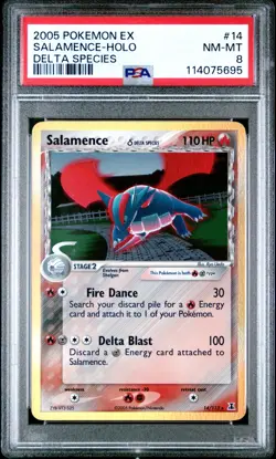 PSA 8 Salamence Holo 14/113 EX Delta Species 2005 Pokemon Card - Image 1