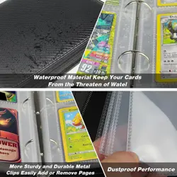 Game Card Collection Binder PU 400 Slots Zipper Case For Standard Trading Cards - Image 4
