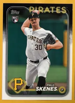 2024 Topps UPDATE SERIES PAUL SKENES RC WHITE UNIFORM ROOKIE CARD NO. US100 - Image 1