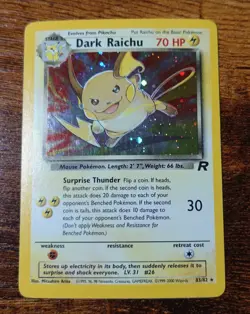 Dark Raichu 83/82 Team Rocket Insufficient Ink Error Misprint Pokemon Card LP - Image 1