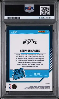 Stephon Castle 2024 Donruss Optic Holo Prizm #254 RC PSA 9 MINT - Image 2