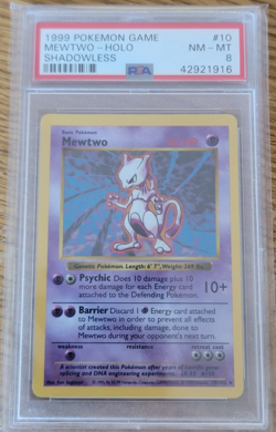 PSA 8 Mewtwo Holo Base Set Shadowless 10/102 1999 Pokemon Card - Image 1