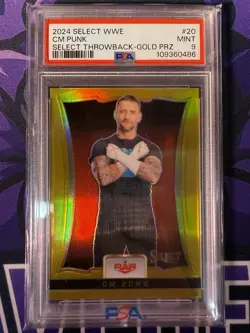 2024 Panini Select WWE CM Punk Gold Throwback #3/10 PSA 9 - Image 1