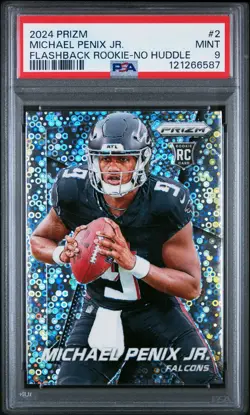 2024 PANINI PRIZM PRIZM FLASHBACK ROOKIE NO HUDDLE #2 MICHAEL PENIX JR. PSA 9 - Image 1