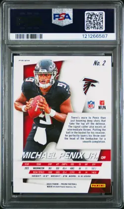 2024 PANINI PRIZM PRIZM FLASHBACK ROOKIE NO HUDDLE #2 MICHAEL PENIX JR. PSA 9 - Image 2