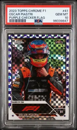 2023 Topps Chrome F1 Oscar Piastri Purple Checker X-Fractor #41 /199 PSA 10 - Image 1