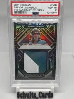 Trevor Lawrence 2021 Obsidian Volcanic GREEN MATCH Materals /50 PSA 10 POP 1! - Image 1