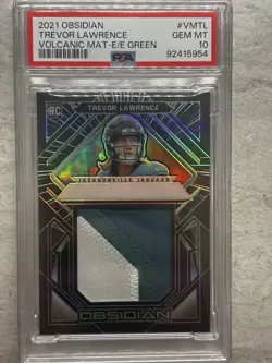 Trevor Lawrence 2021 Obsidian Volcanic GREEN MATCH Materals /50 PSA 10 POP 1! - Image 3