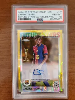 2024 Topps Chrome UCC Lamine Yamal Future Stars Gold Lava Auto /50 PSA 10 - Image 1