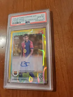 2024 Topps Chrome UCC Lamine Yamal Future Stars Gold Lava Auto /50 PSA 10 - Image 3
