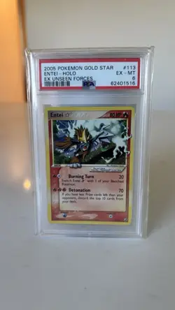 Pokemon TCG Entei Gold Star EX Unseen Forces 113/115 Near Mint PSA 6 - Image 1