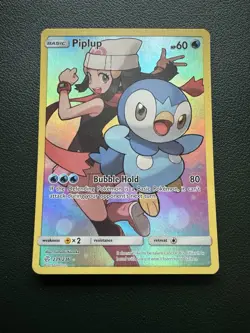 Pokemon TCG Piplup Holo Full Art Secret Rare Card Cosmic Eclipse 239/236 - Image 1