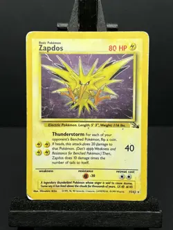 1999- Zapdos- Pokemon Card- 15/62- Fossil Set- Holo- Unlimited- Vintage - Image 1