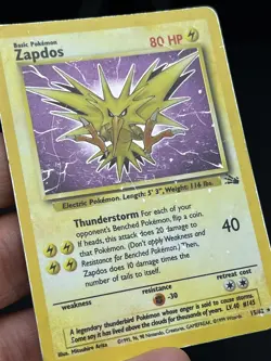 1999- Zapdos- Pokemon Card- 15/62- Fossil Set- Holo- Unlimited- Vintage - Image 2
