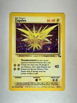 Zapdos Fossil Holo Rare 15/62 Unlimited Pokemon TCG - Image 1
