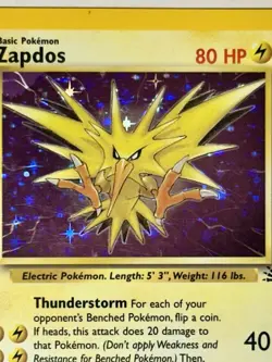 Zapdos Fossil Holo Rare 15/62 Unlimited Pokemon TCG - Image 3