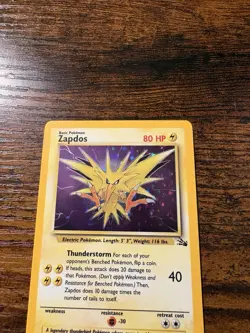 Pokemon TCG Zapdos Fossil Holo Card 15/62 Unlimited Rare, NEAR MINT Condition - Image 3