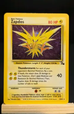 Pokemon Zapdos 15/62 Fossil Holo Rare Unlimited English 1999 Late Print Variant - Image 1