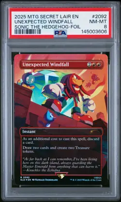 MTG Unexpected Windfall FOIL Sonic the Hedgehog Secret Lair Drop #2092 PSA 8 - Image 1