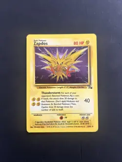 Pokemon TCG Zapdos Fossil Holo Card 15/62 Unlimited Holo Rare, LP Condition - Image 1