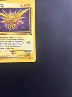 Pokemon TCG Zapdos Fossil Holo Card 15/62 Unlimited Holo Rare, LP Condition - Image 3