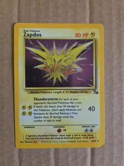 Pokemon TCG Zapdos Fossil Holo Card 15/62 Unlimited Rare - Image 1