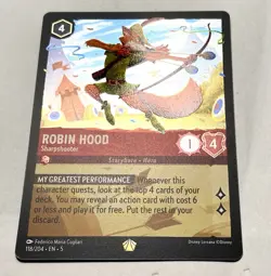 Lorcana Shimmering Skies Robin Hood Legendary COLD FOIL 118/204📈 - Image 2