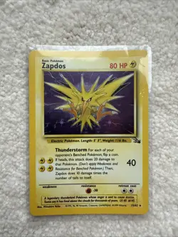 Pokemon TCG Zapdos Fossil Holo Card 15/62 Unlimited Rare - Image 1