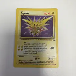 Pokemon TCG Zapdos Fossil Holo Card 15/62 Unlimited Rare 1999 - Image 1