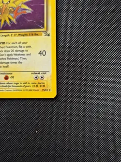 Pokemon TCG Zapdos Fossil Holo Card 15/62 Unlimited Rare, LP - Image 4