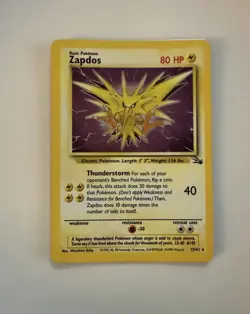 Pokemon TCG Zapdos Fossil Holo Card 15/62 Unlimited Rare Excellent Condition - Image 1