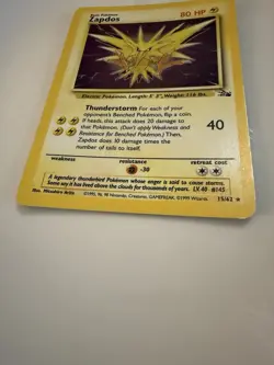 Pokemon TCG Zapdos Fossil Holo Card 15/62 Unlimited Rare Excellent Condition - Image 2