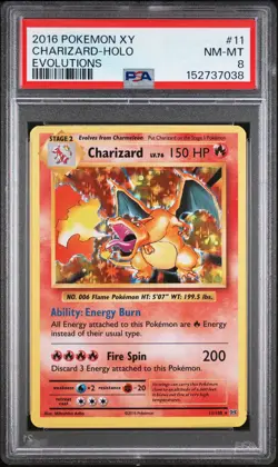 2016 POKEMON XY EVOLUTIONS #11 CHARIZARD-HOLO PSA 8 - Image 1
