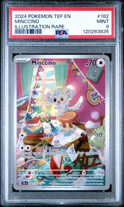 PSA 9 Pokemon TCG 2024 Pokemon Tef En-Temporal Forces #182 Minccino MINT - Image 1