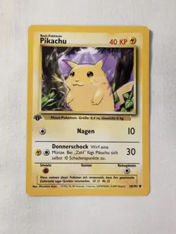 Pokemon Pikachu TCG Base Set 1st Edition Common Card 58/102 German - Image 1