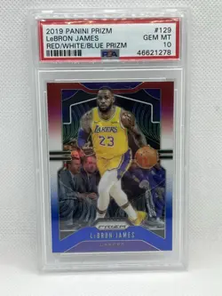 2019-20 LeBron James - Panini Prizm Red White & Blue Refractor #128 Lakers - Image 1
