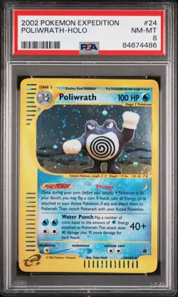 PSA 8 Poliwrath Holo 24/165 Expedition 2002 Pokemon Card - Image 1